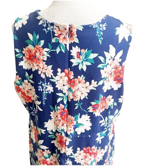 Land’s End Women’s Plus Size 20W Floral Sheath Dress Blue Pockets Scoop Neck - Picture 7 of 14